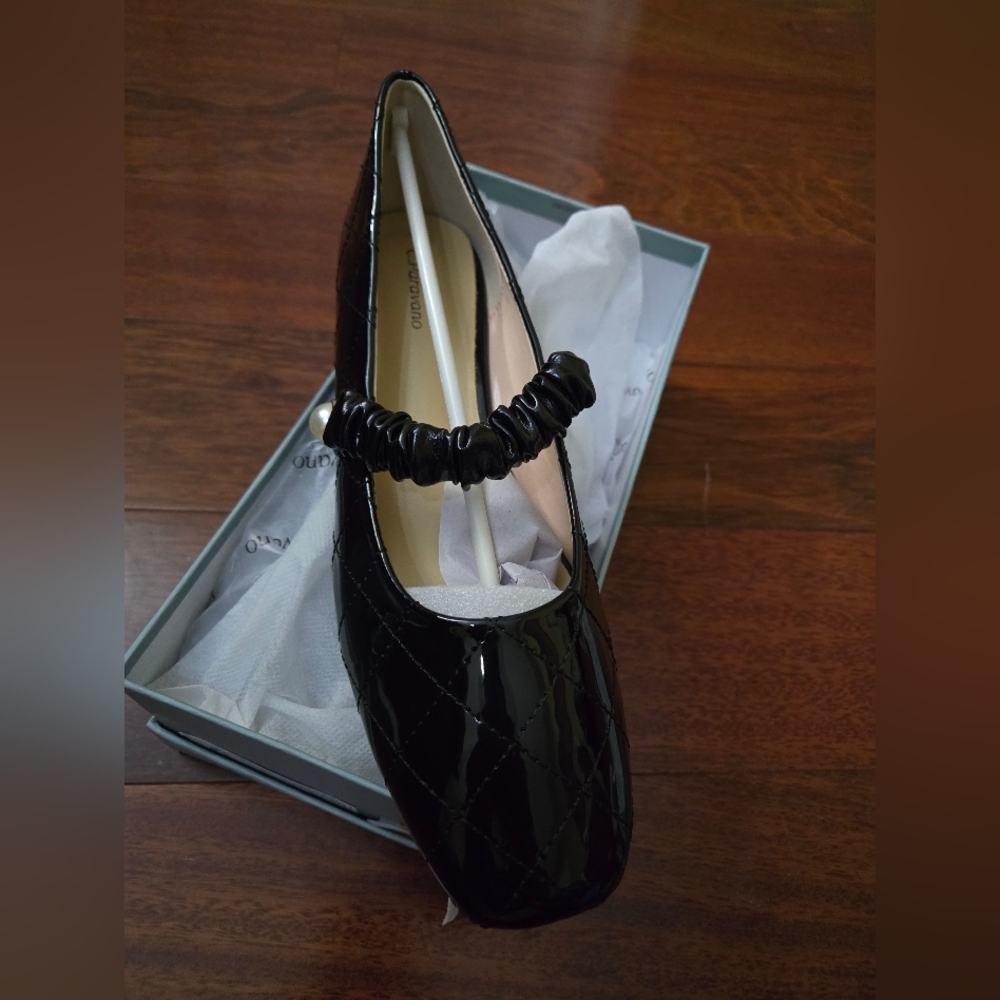 C.paravano Elegant Black Quilted Women's Flats Various Sizes - Picture 2 of 7